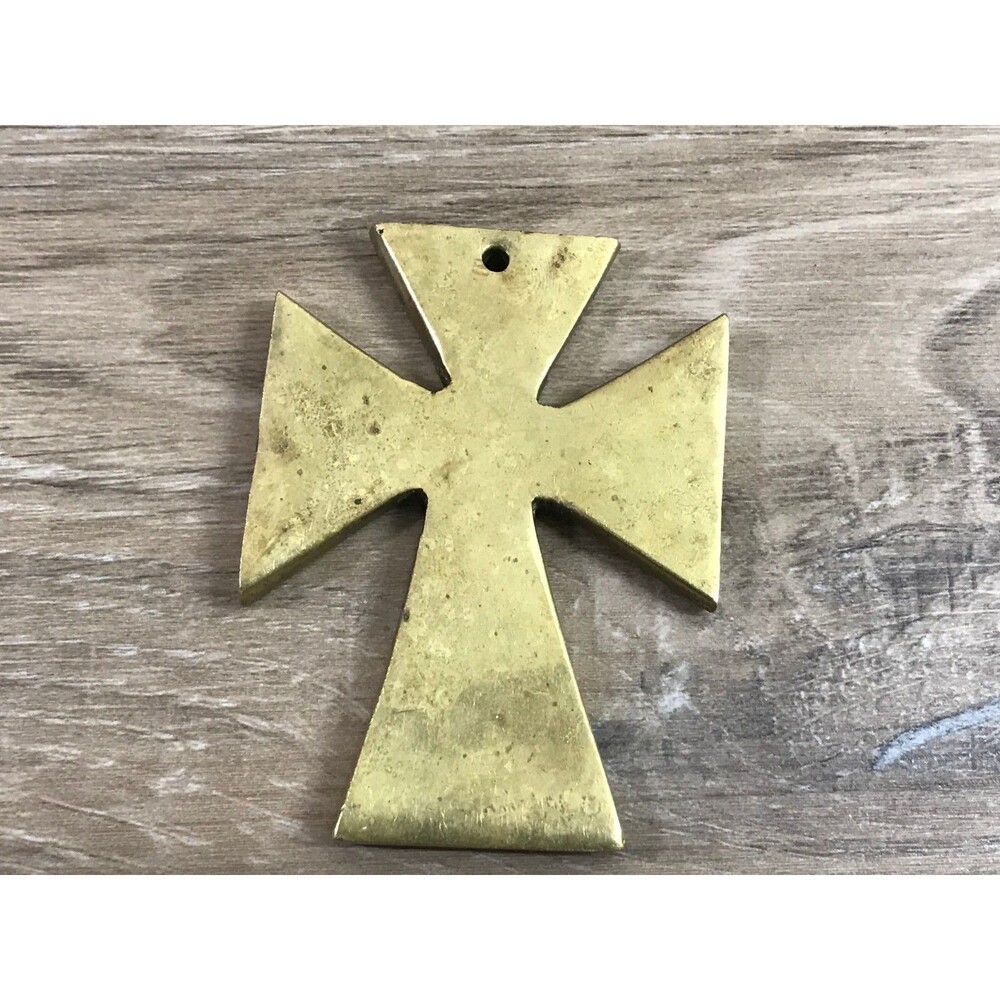 Vintage Heavy Solid Brass Celtic Cross Pendant 3.… - image 2